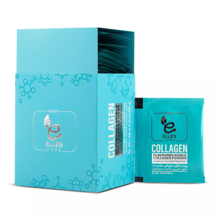 پودر کلاژن خوراکی طعم دار حاوی شیرین کننده سوکرالوز بسته 30عددی (تاریخ جدی